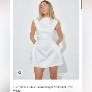 Odd Muse Satin Straight Neck Mini Dress